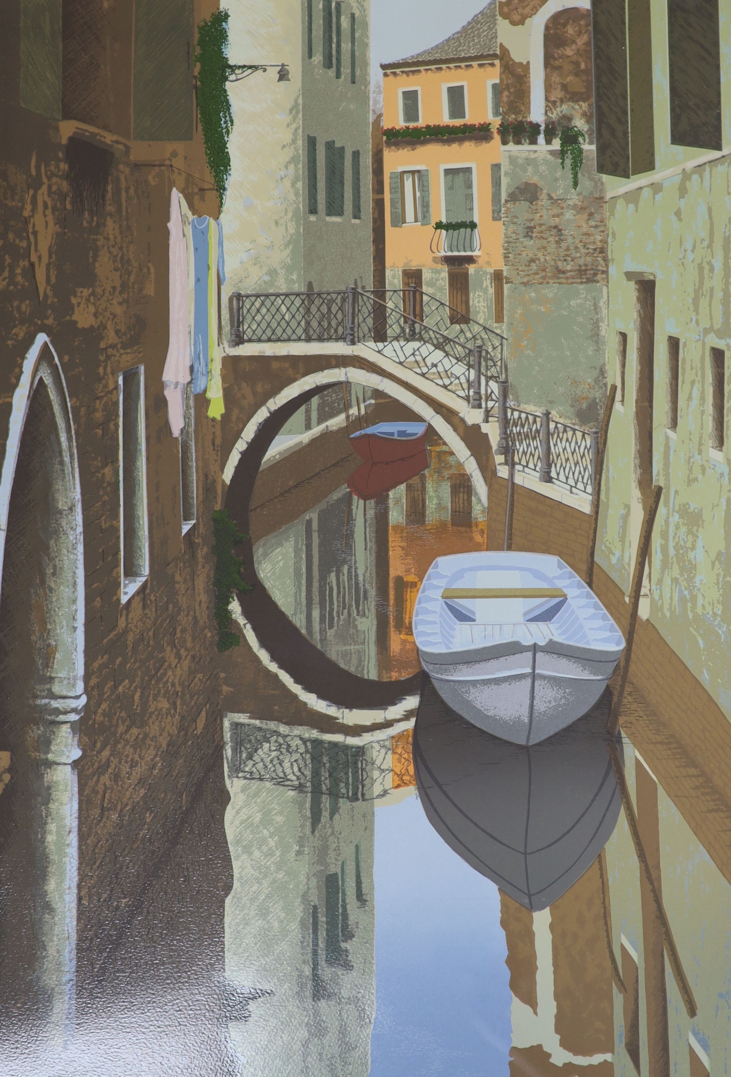 Graham Bannister (b.1954), limited edition print, Venetian canal scene, signed in pencil 89/150, 74 x 48cm
